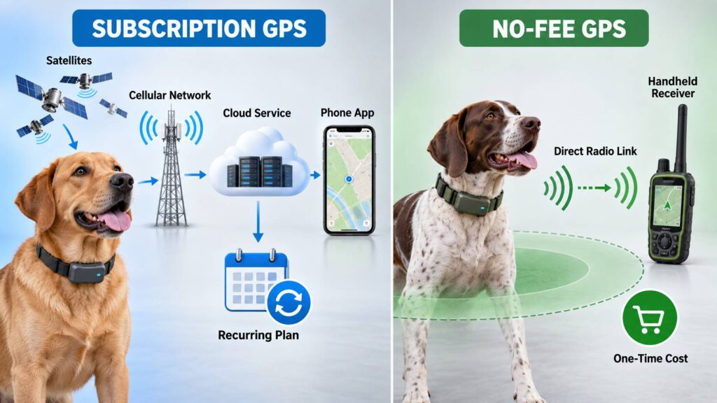 GPS pet tracker subscription costs diagram