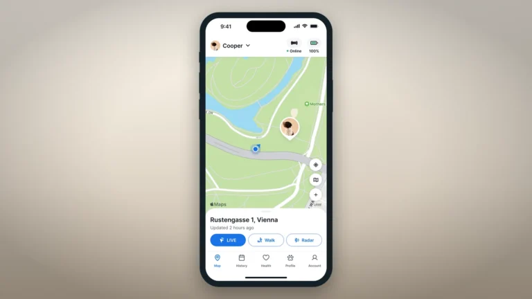 Tractive app live tracking map screen